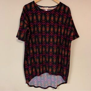LulaRoe Irma Tunic Womens Small Short Sleeve Shirt Soft Flowy Top Black Triangle